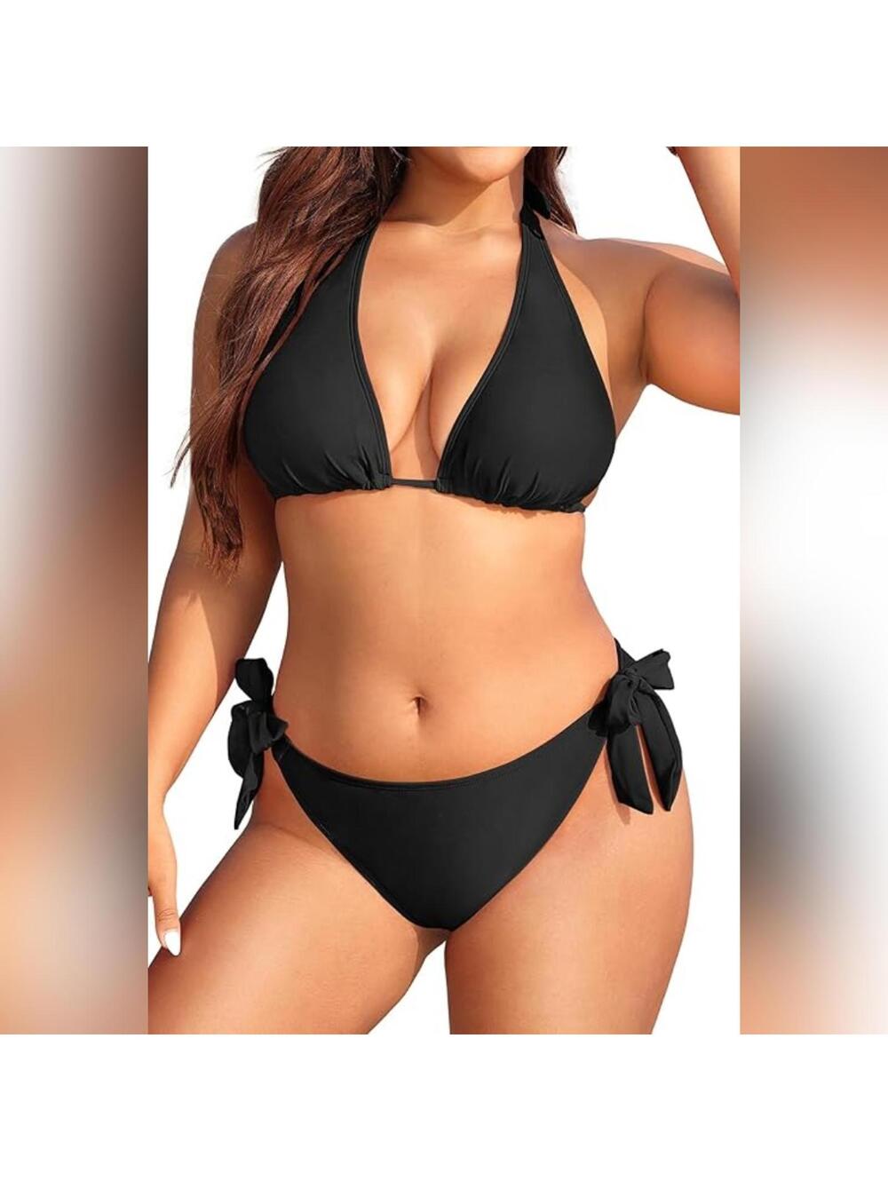 NWT Tempt Me Two Piece Triangle Halter Tie Side Bikini Swimsuit, 18W